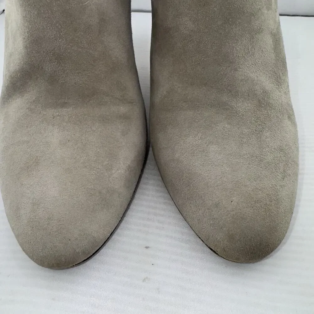 Jimmy Choo Taupe Suede Ankle Booties 37.5 (7.5US) High Heel Stiletto Zip Italy